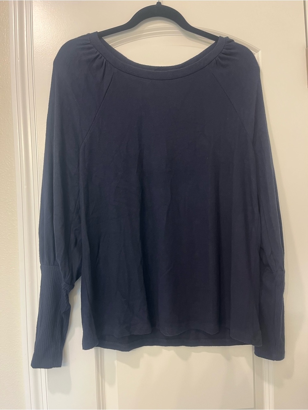 LOFT Navy Blue Long Sleeve Crewneck Top Casual Pullover Sweater Womens Medium